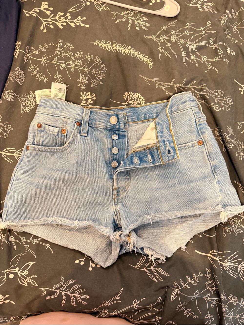 Levi's Light Blue High-Rise Button-Fly Denim Shorts